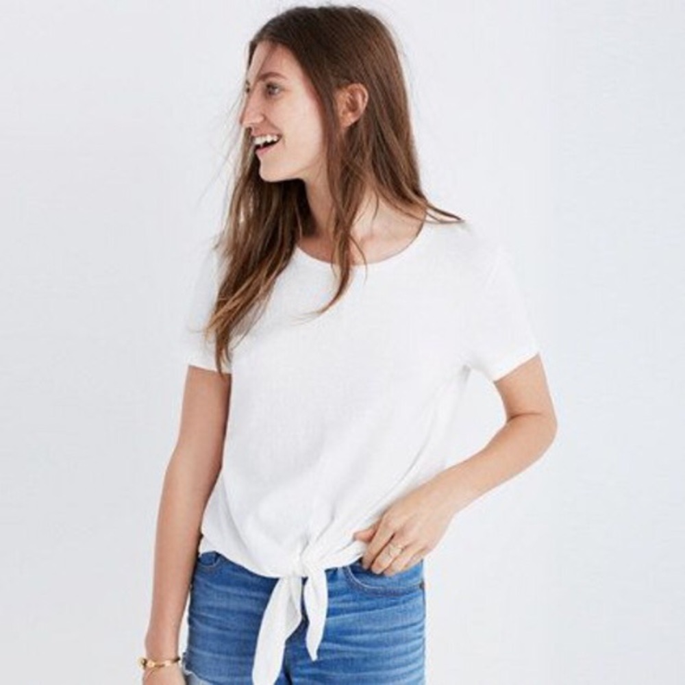 Madewell texture & thread tie front t shirt
